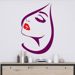 Woman Face Vinyl Wall Decal Beauty Salon Decor T63 - thumbnail 3