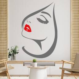 Woman Face Vinyl Wall Decal Beauty Salon Decor T63 - thumbnail 2