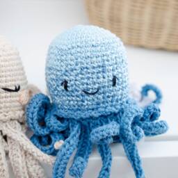 Premature Baby Cuddly Toy/Baby Rattle Jojo Jellyfish/Octopus Squid in Your Choice Of Colors, Made Cotton With Color Gradient, Customizable - thumbnail 2