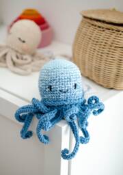 Premature Baby Cuddly Toy/Baby Rattle Jojo Jellyfish/Octopus Squid in Your Choice Of Colors, Made Cotton With Color Gradient, Customizable