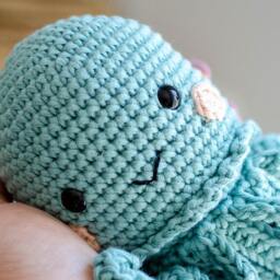 Premature Baby Cuddly Toy/Baby Rattle Jojo Jellyfish/Octopus Squid in Your Choice Of Colors, Made Cotton With Color Gradient, Customizable - thumbnail 4