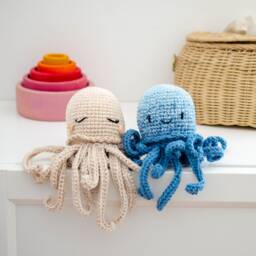 Premature Baby Cuddly Toy/Baby Rattle Jojo Jellyfish/Octopus Squid in Your Choice Of Colors, Made Cotton With Color Gradient, Customizable - thumbnail 3