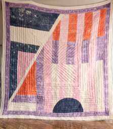 Hand-Block Printed Cotton Quilt Set Reversible Purple Kantha Bedspread - thumbnail 1