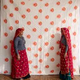 Hand-Block Printed Cotton Quilt Set Reversible Purple Kantha Bedspread - thumbnail 2