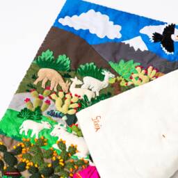 Peruvian Wall Hanging Quilt - Patchwork Wall Art Tapestrie Embroidered Appliques Of Fabric Hanging Cotton Blend Nature - thumbnail 4