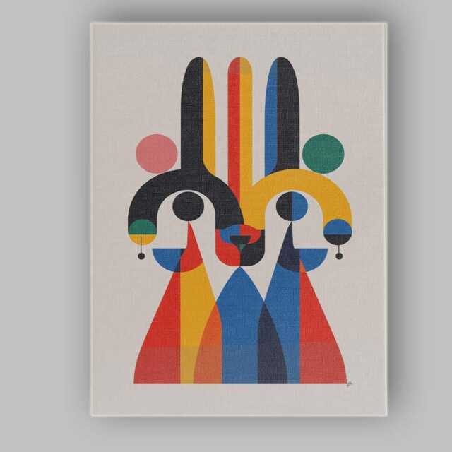 Mid Century Modern Geometric Abstract Figures Canvas Wall Art Print Decor Picture Ready To Hang - image 1