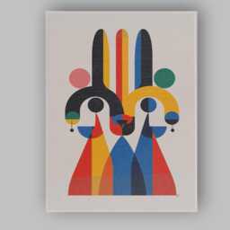 Mid Century Modern Geometric Abstract Figures Canvas Wall Art Print Decor Picture Ready To Hang - thumbnail 1