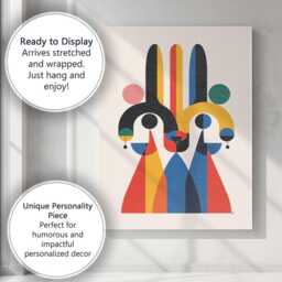 Mid Century Modern Geometric Abstract Figures Canvas Wall Art Print Decor Picture Ready To Hang - thumbnail 3