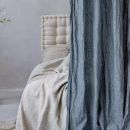 White Stonewashed Linen Curtain Panel, Soft Drape - 55x110 - thumbnail 4