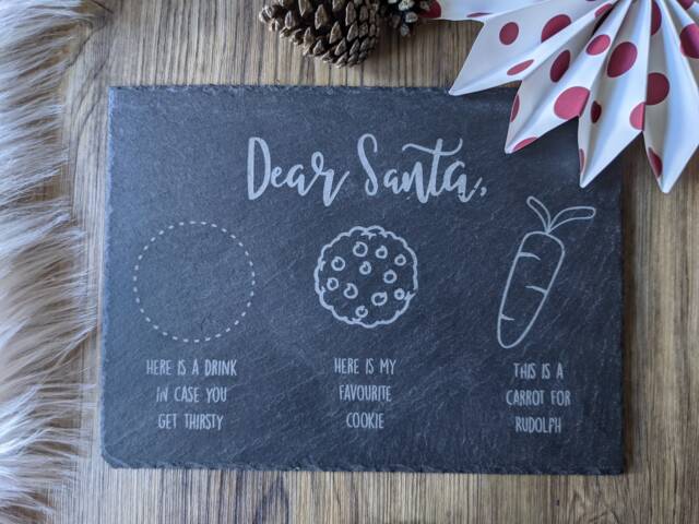 Slate Christmas Eve Treat Boards - Tray Santa Board Plate - image 1