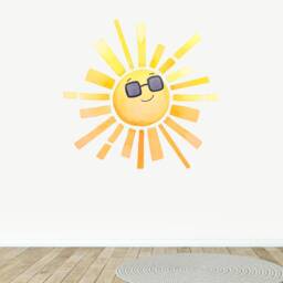 Sun Fabric Wall Decal - Watercolour Room Decor Sunshine Sticker Peel & Stick - thumbnail 2