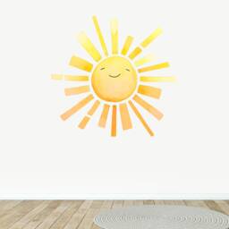 Sun Fabric Wall Decal - Watercolour Room Decor Sunshine Sticker Peel & Stick