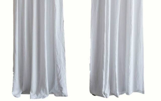 Pair Of 100% Flax Linen Cafe Curtains, 40+ Colors, White, Gray, Ticking Stripe, Custom Size Made To Order - image 1