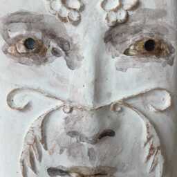 Ceramic Art Face Sculpture With Raised White Flourishes, Mediterranean Lover Gift, No.6 - thumbnail 2
