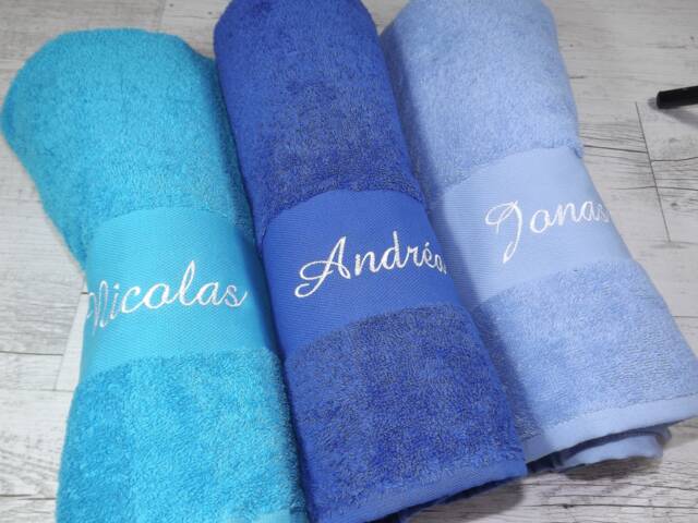 Personalized Hand Towel With A First Name 50x100cm Embroidered, 450 Gr/M2, 16 Colors, Birthday Gift, Child, Birth, Baby - image 1