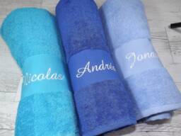 Personalized Hand Towel With A First Name 50x100cm Embroidered, 450 Gr/M2, 16 Colors, Birthday Gift, Child, Birth, Baby - thumbnail 1