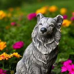 Concrete Collie Statue Outdoor Sitting Dog Figurine Garden Ornament Art Stone Decor Pet Memorial Gift Dog Lover Patio Decoration - thumbnail 2