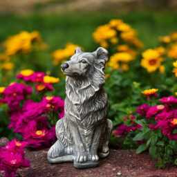 Concrete Collie Statue Outdoor Sitting Dog Figurine Garden Ornament Art Stone Decor Pet Memorial Gift Dog Lover Patio Decoration - thumbnail 1