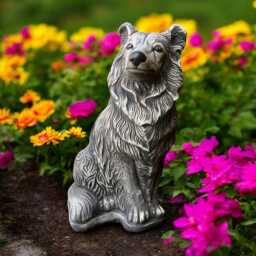 Concrete Collie Statue Outdoor Sitting Dog Figurine Garden Ornament Art Stone Decor Pet Memorial Gift Dog Lover Patio Decoration - thumbnail 3