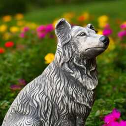 Concrete Collie Statue Outdoor Sitting Dog Figurine Garden Ornament Art Stone Decor Pet Memorial Gift Dog Lover Patio Decoration - thumbnail 4