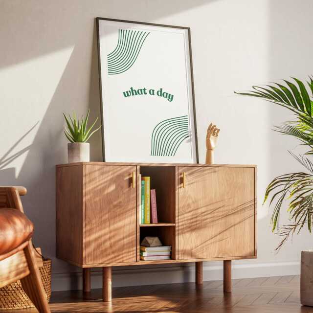 What A Day - Modern Green Poster Funny Pop Culture Quote Print, Humorous Wall Art, Bold Typography Print For Home Or Office Decor - image 1