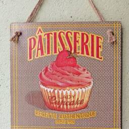 French Patisserie Wall Hanging, Decoupage Cupcake Kitchen Sign - thumbnail 3