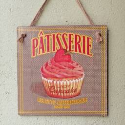 French Patisserie Wall Hanging, Decoupage Cupcake Kitchen Sign - thumbnail 2