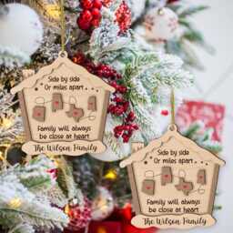 Custom Family Christmas Ornament, Long Distance Side By Or Miles Apart, Don't Matter Gift, 2-Layered Wooden Ornament - thumbnail 2