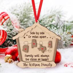 Custom Family Christmas Ornament, Long Distance Side By Or Miles Apart, Don't Matter Gift, 2-Layered Wooden Ornament - thumbnail 1