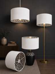 New Luxury Hq Double Sided White Velvet & Zebra Animal Black Fabric Combination Lamp Shade Pendant Light - thumbnail 1