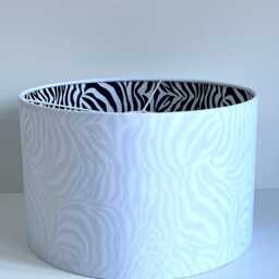New Luxury Hq Double Sided White Velvet & Zebra Animal Black Fabric Combination Lamp Shade Pendant Light - thumbnail 3