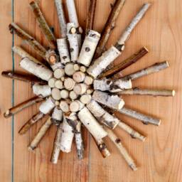 Natural Twig Wreath -Sun Sculpture Birch Rustic Outdoor - thumbnail 3