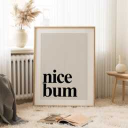 Nice Bum Print, Colourful Wall Decor, Bathroom Eclectic Art Poster, Home Trendy Funny Print Neutral Beige 2739 - thumbnail 2