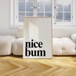Nice Bum Print, Colourful Wall Decor, Bathroom Eclectic Art Poster, Home Trendy Funny Print Neutral Beige 2739 - thumbnail 3