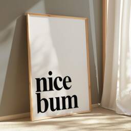 Nice Bum Print, Colourful Wall Decor, Bathroom Eclectic Art Poster, Home Trendy Funny Print Neutral Beige 2739 - thumbnail 1
