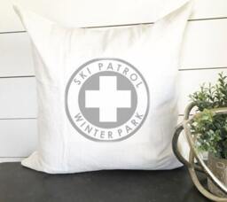 Custom Ski Pillow - 18 X 18, Home Decor, Cushion, Throw Pillow, Gift, Present, Custom Home, House, Winter Nursery, Mount - thumbnail 1
