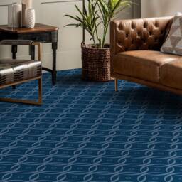 Dark Rings Retro Chain Print Vinyl Flooring, Blue Abstract Decor, Gray Nursery Circles Homecoming Proposal Ideas, Art Floor - thumbnail 3