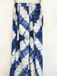 Kantha Stitch Pure Cotton Reversible Bed/Sofa Throw King Size Handmade Dohar Indigo Blue Shibori Tie Dye Diamond Pattern - thumbnail 1
