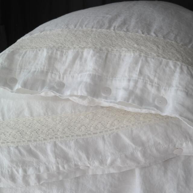 Linen Duvet Cover Set Of Duvet Cover & Pillowcases With Lace. Grey French Linen Bedding Set. Made By Mooshop.19 - image 1