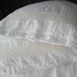 Linen Duvet Cover Set Of Duvet Cover & Pillowcases With Lace. Grey French Linen Bedding Set. Made By Mooshop.19 - thumbnail 1