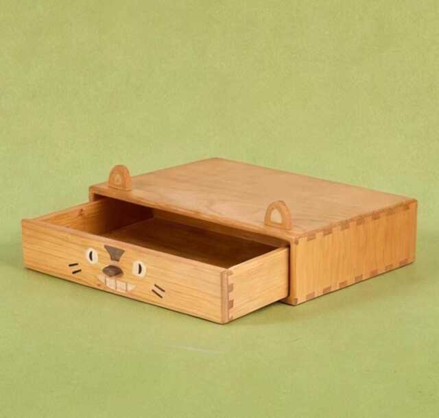 Handcrafted Wooden Totoro Desktop Drawer, Desk Organizer With Drawer, Mini Drawer Organizer, Studio Ghibli Inspired Office Decor - image 1