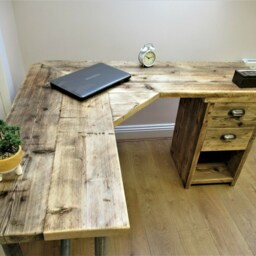 Rustic Desk Corner Two Board Mitre With Under Desk Cupboard, Storage Unit - The Bassett - thumbnail 4