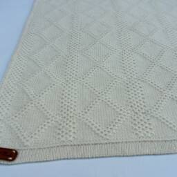 Knitted Baby Blanket For Crib Alpaca Warm Afghan Wool Wrap Cable Cover Newborn Gift Boy Girl White Gray - thumbnail 3