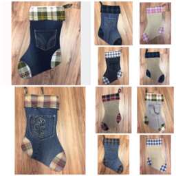 Christmas Stockings Denim Corduroy Khaki & Flannel Many Options - thumbnail 1