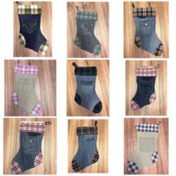 Christmas Stockings Denim Corduroy Khaki & Flannel Many Options - thumbnail 2