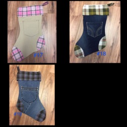 Christmas Stockings Denim Corduroy Khaki & Flannel Many Options - thumbnail 4