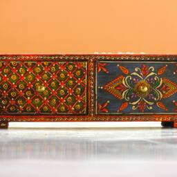 Wooden Desk Oganiser Chest Of Drawer Handmade Hand Painted Ethnic Small - thumbnail 4