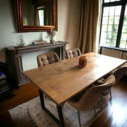 Industrial Reclaimed Wood Dining Table Rustic Steel Legs - thumbnail 1