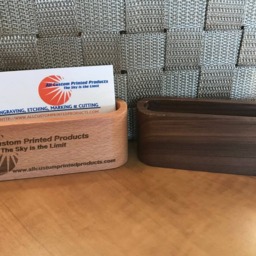 Personalized Wood Business Card Holder Custom Engraved Beech Or Walnut - thumbnail 2