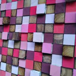 Reclaimed Wood Wall Art Mosaic - Large Pink Red Bronze Sculpture - thumbnail 2